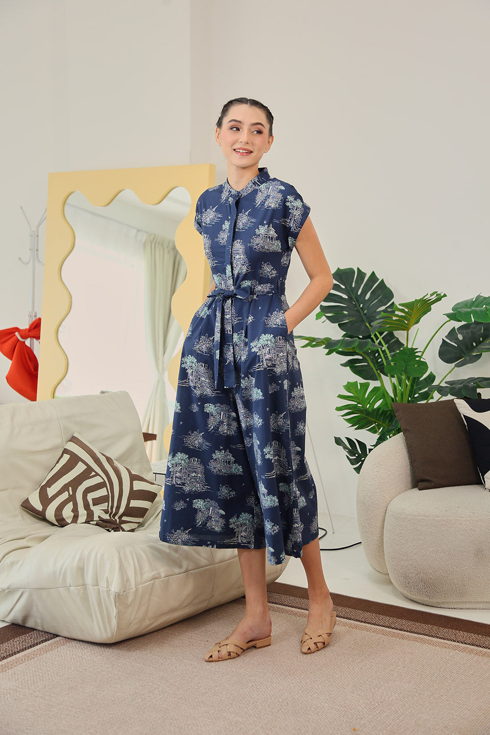 Sofina Sashed Jumpsuit in Midnight Countryside - Image 4