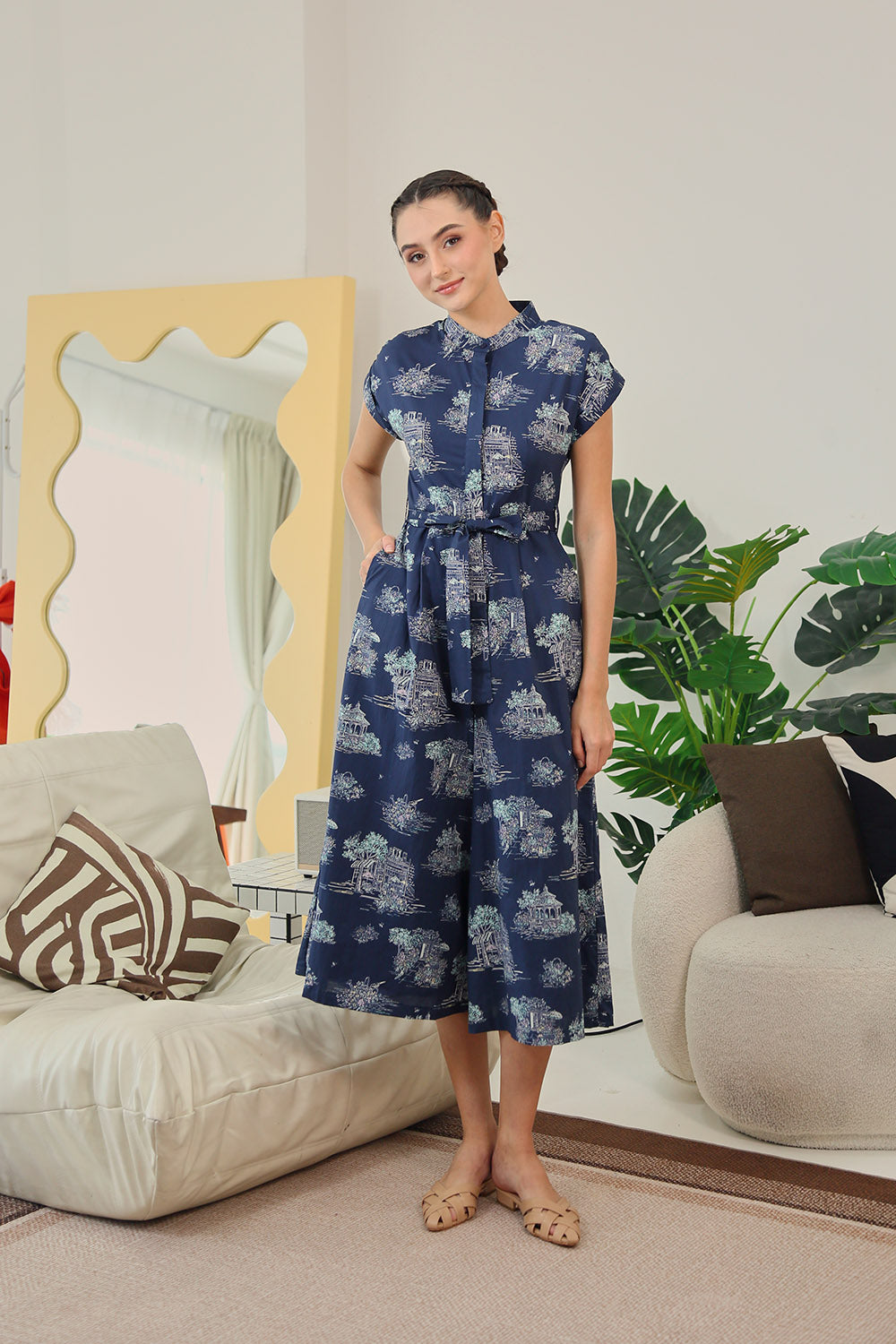 Sofina Sashed Jumpsuit in Midnight Countryside