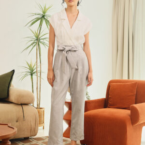 Kristela Tailored Jumpsuit in White Grey