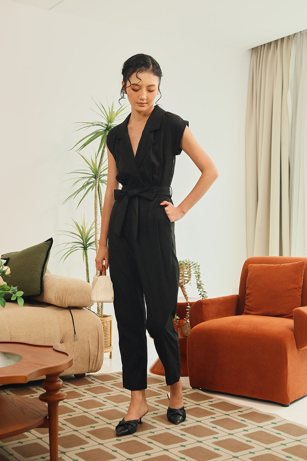 Kristela Tailored Jumpsuit in Black - Image 2