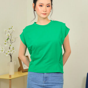 Lyra Relaxed Shoulder Tee in Emerald Green