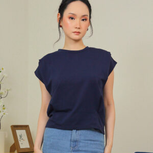 Lyra Relaxed Shoulder Tee in Midnight Navy