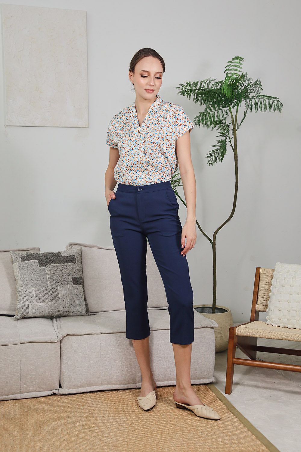 Clea Tapered Pants in Navy - Image 2