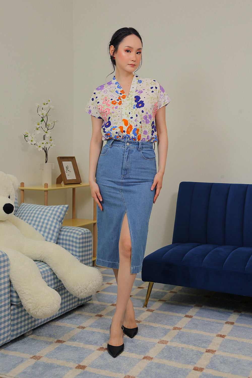 Addie Kimono Floral Blouse in Multi Bright - Image 5
