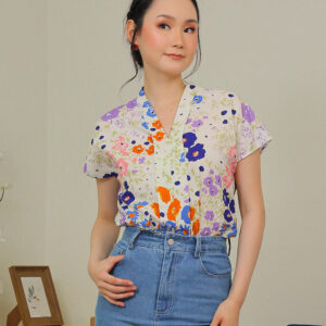 Addie Kimono Floral Blouse in Multi Bright