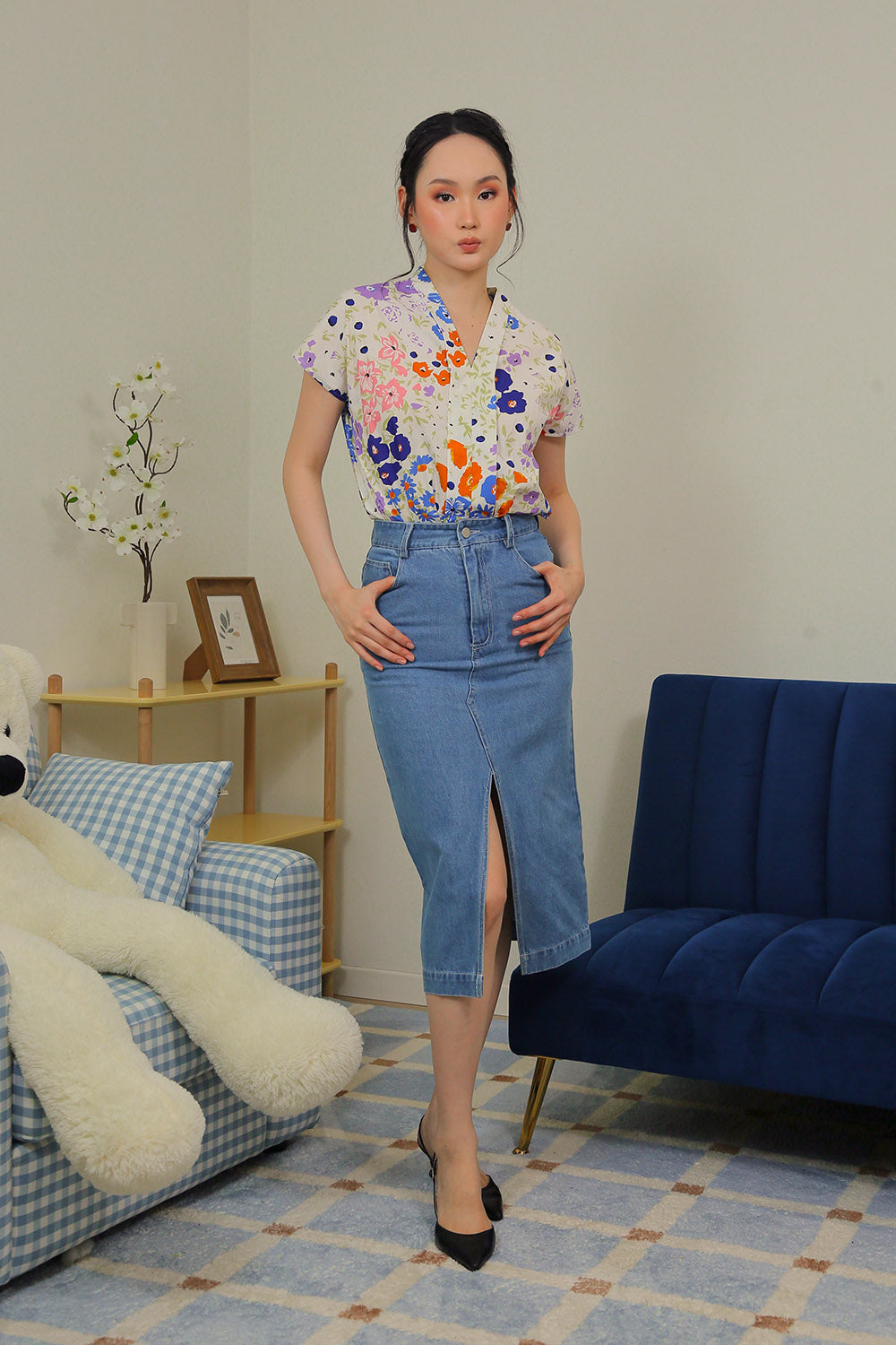 Addie Kimono Floral Blouse in Multi Bright - Image 6
