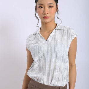 Lena Pinstripe Sleeveless Shirt in White