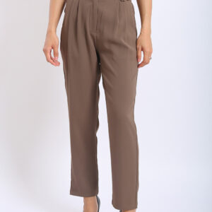 Elise Tailored Straight Leg Pants in Warm Taupe