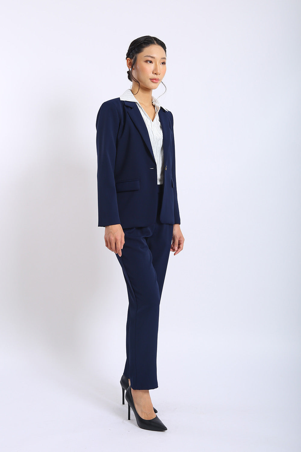 Elise Tailored Straight Leg Pants in Midnight Navy - Image 2