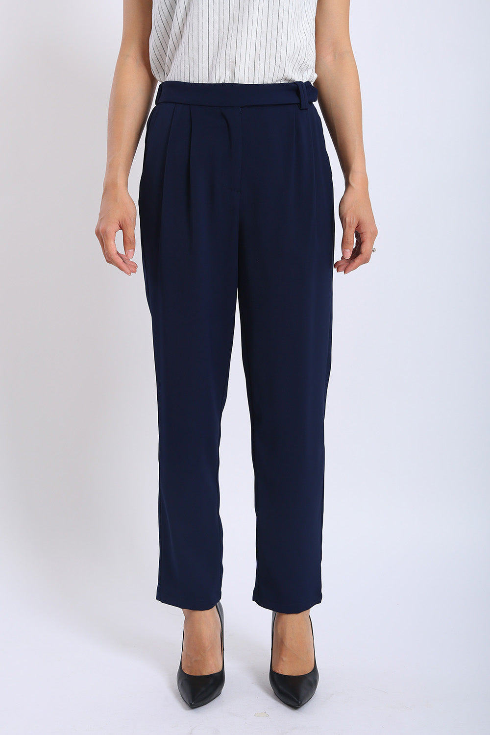 Elise Tailored Straight Leg Pants in Midnight Navy