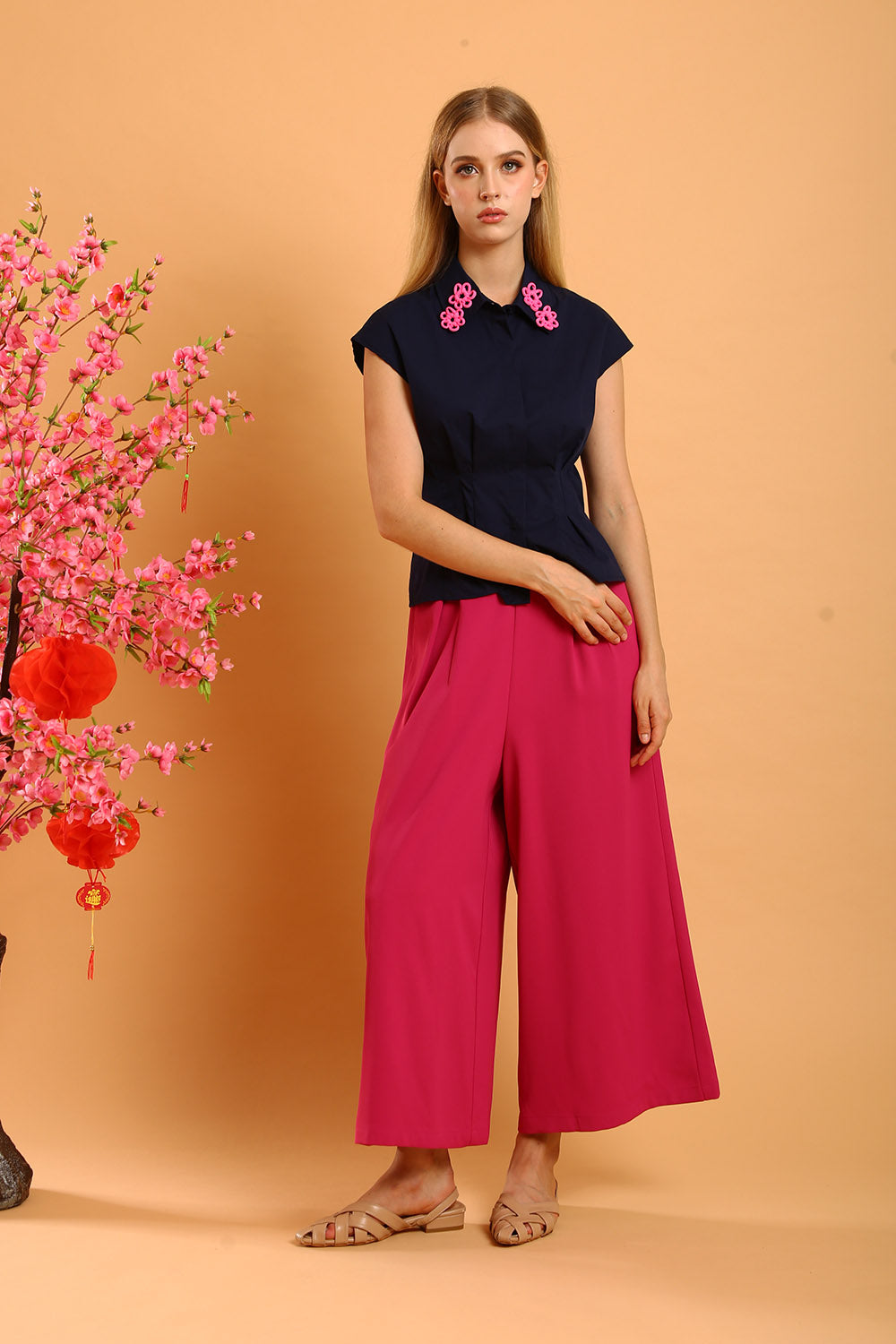 Liesa Wide Leg Pants in Plum Pink - Image 5