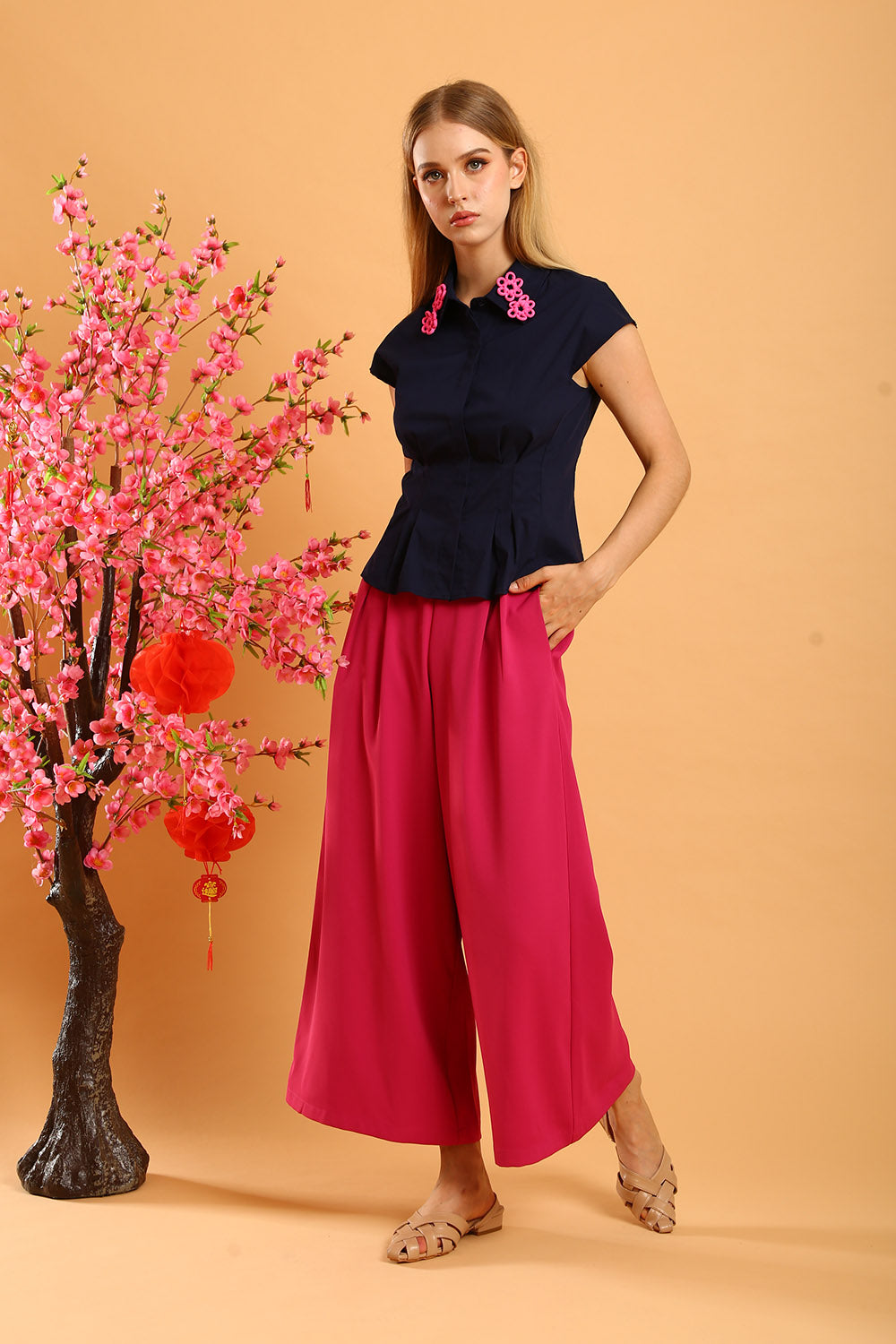 Liesa Wide Leg Pants in Plum Pink - Image 4
