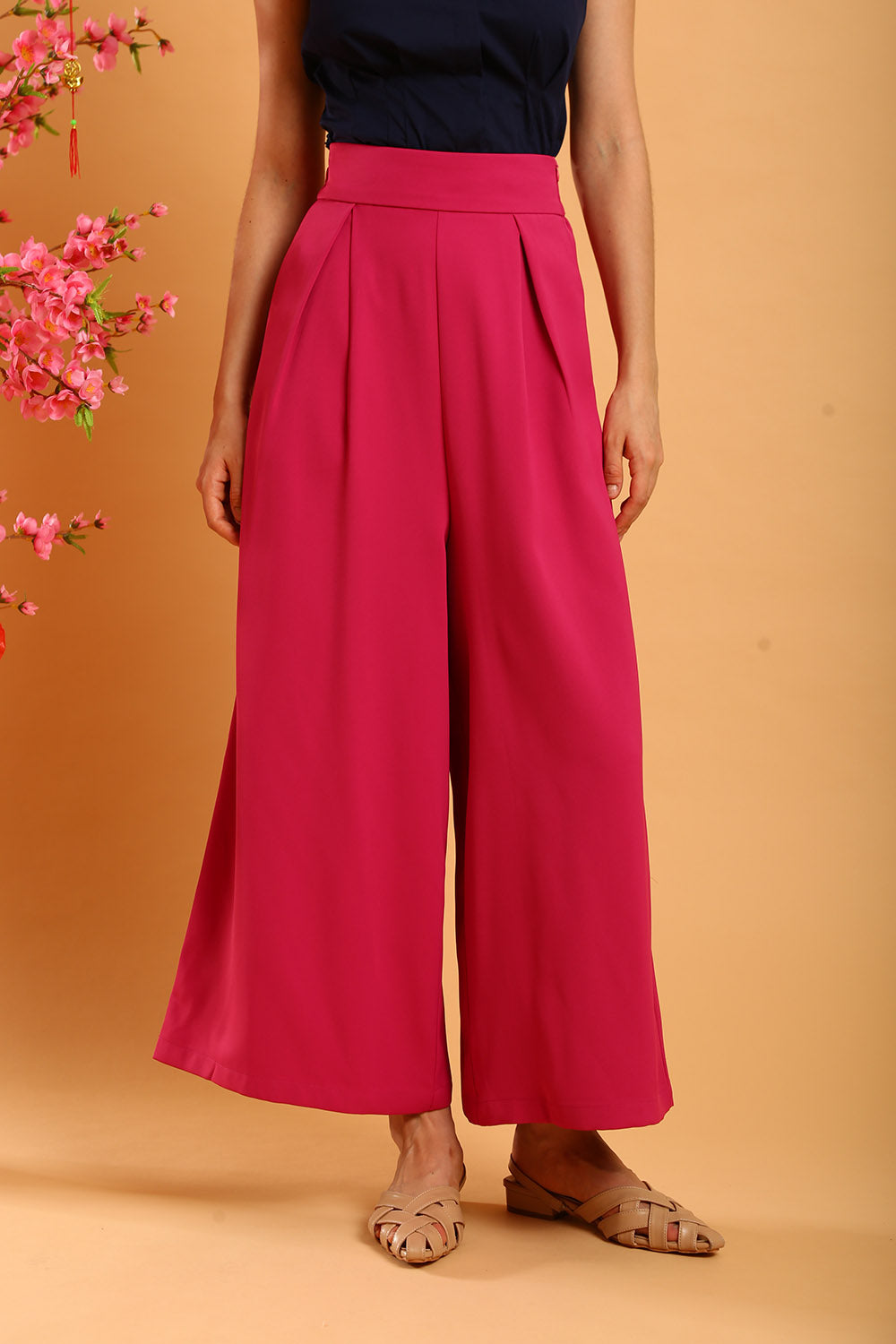 Liesa Wide Leg Pants in Plum Pink - Image 6