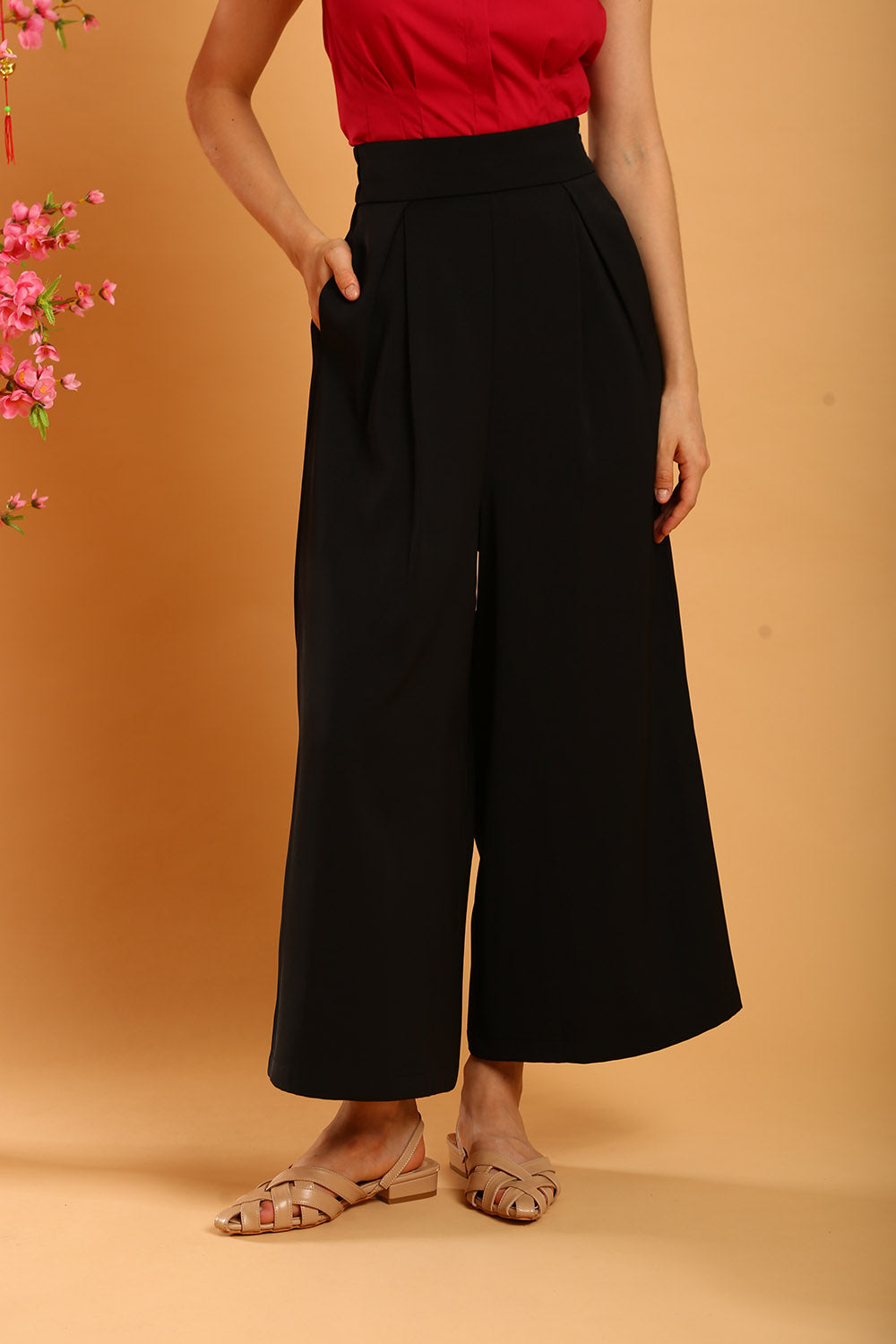 Liesa Wide Leg Pants in Black