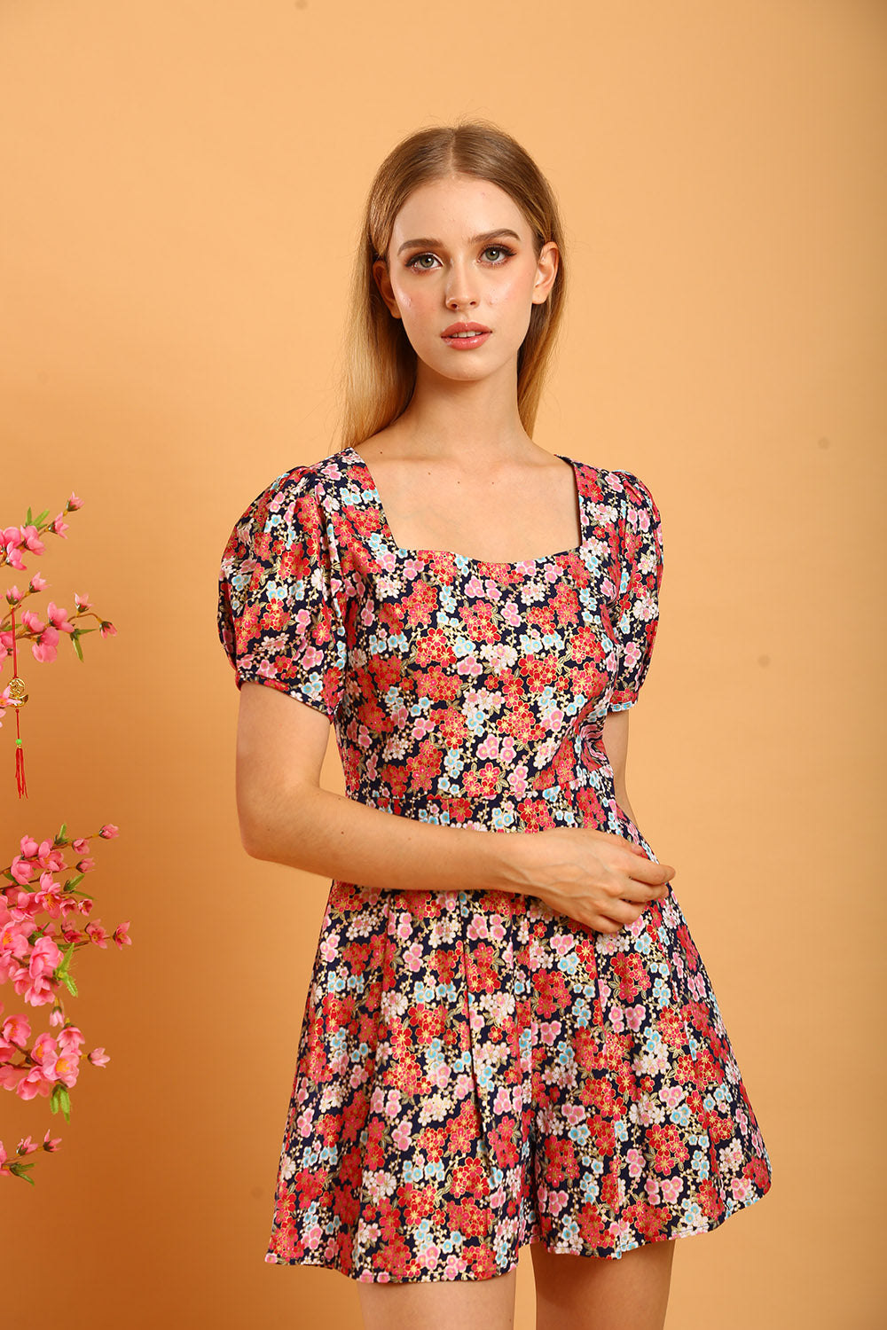 Daisy Linen Jumpsuit in Red Floral - Image 5