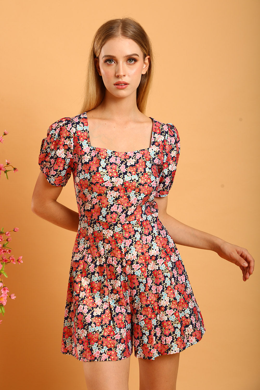 Daisy Linen Jumpsuit in Red Floral - Image 6