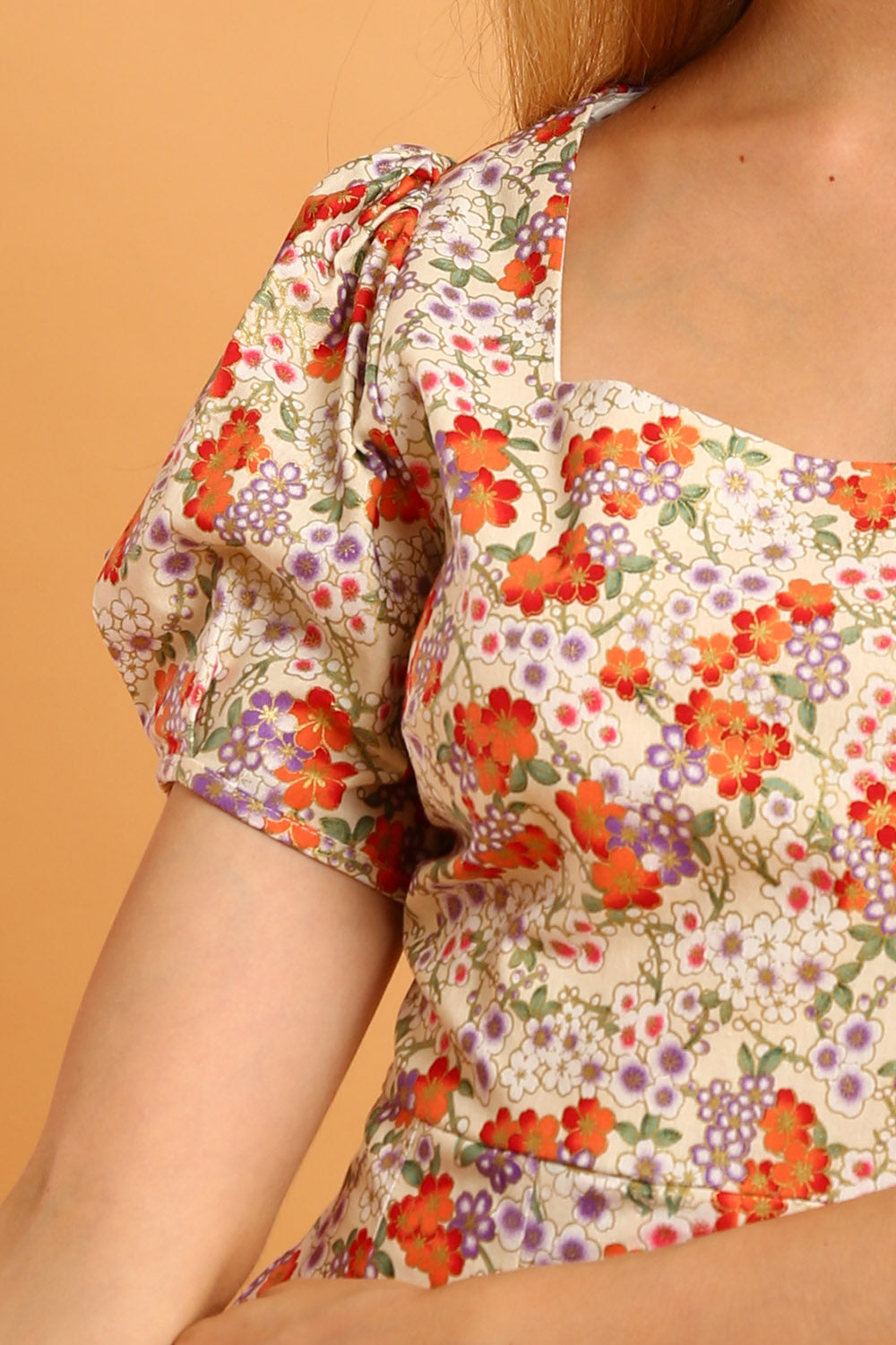 Daisy Linen Jumpsuit in Mandarin Floral - Image 2