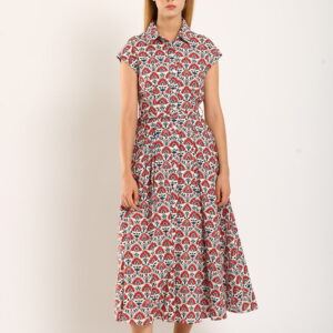 Dezza Midi Dress in Red Texture