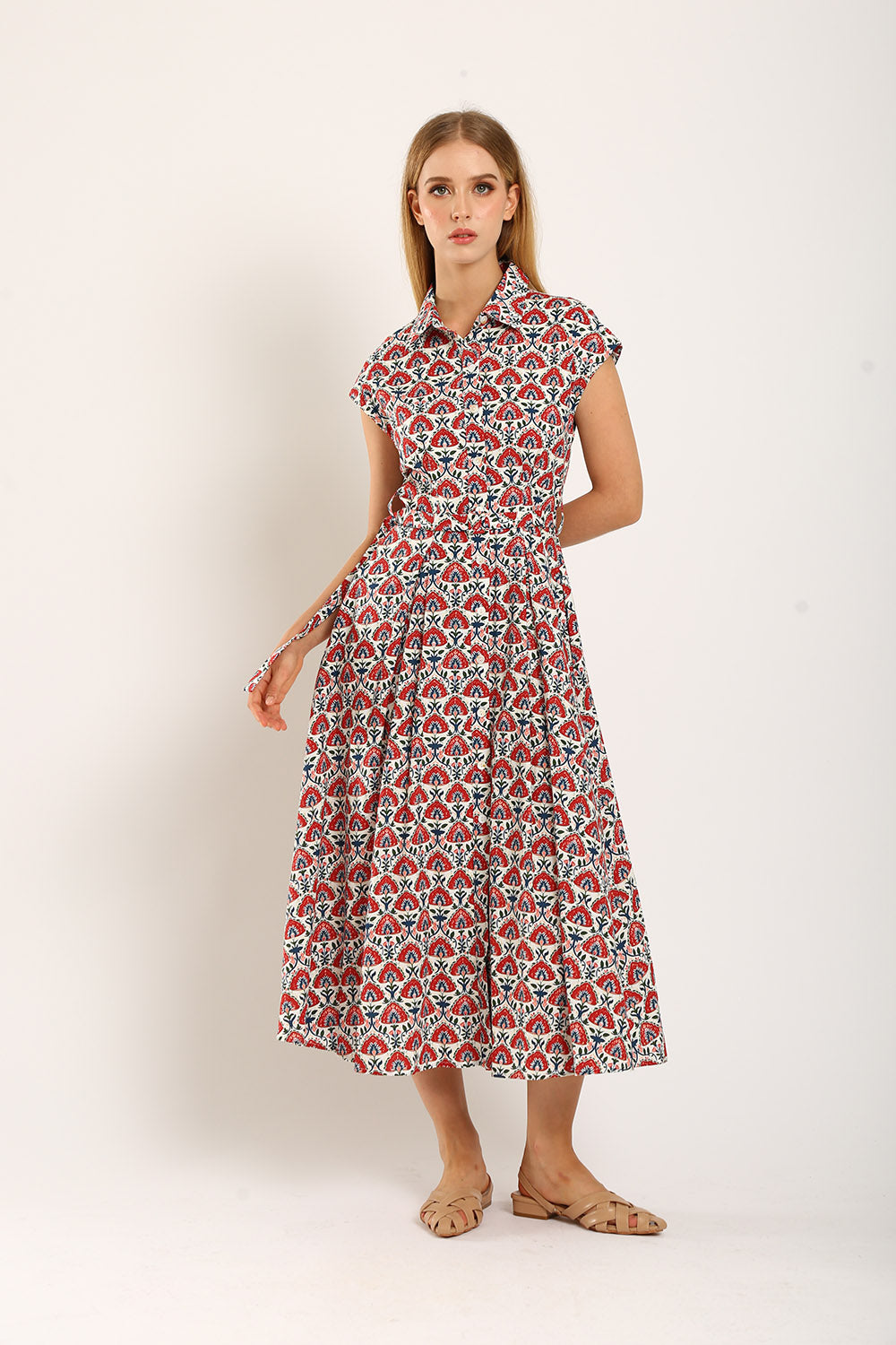 Dezza Midi Dress in Red Texture - Image 3
