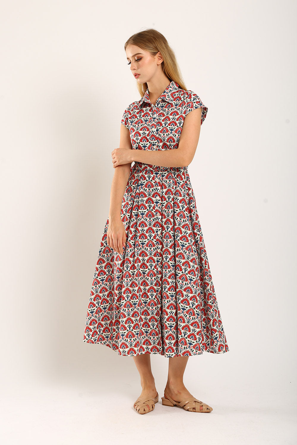 Dezza Midi Dress in Red Texture - Image 4