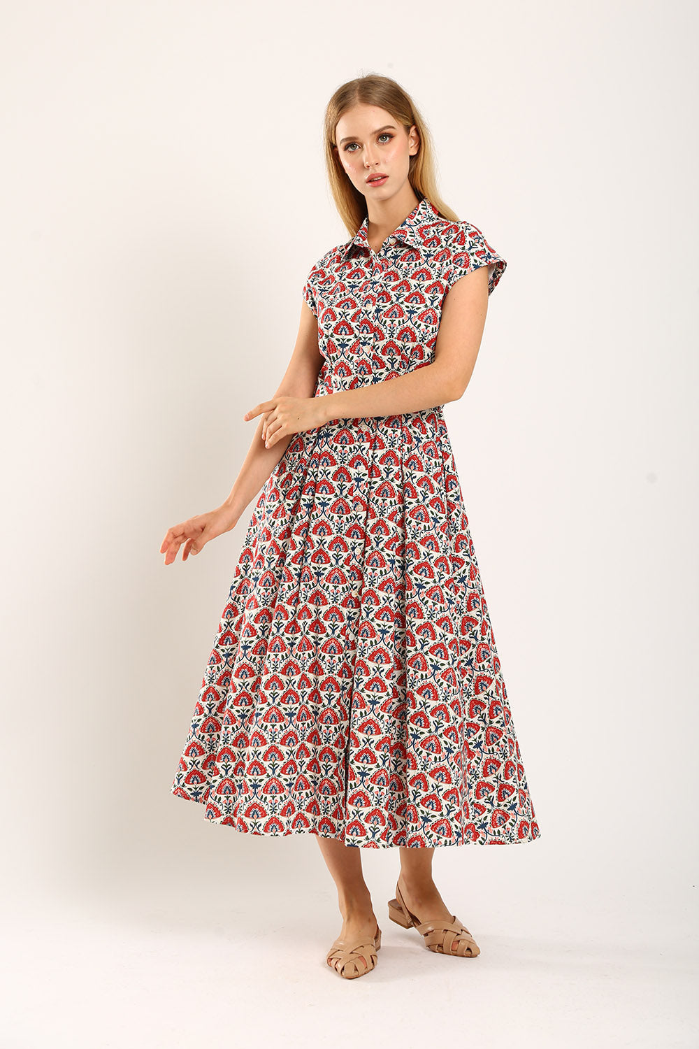 Dezza Midi Dress in Red Texture - Image 5