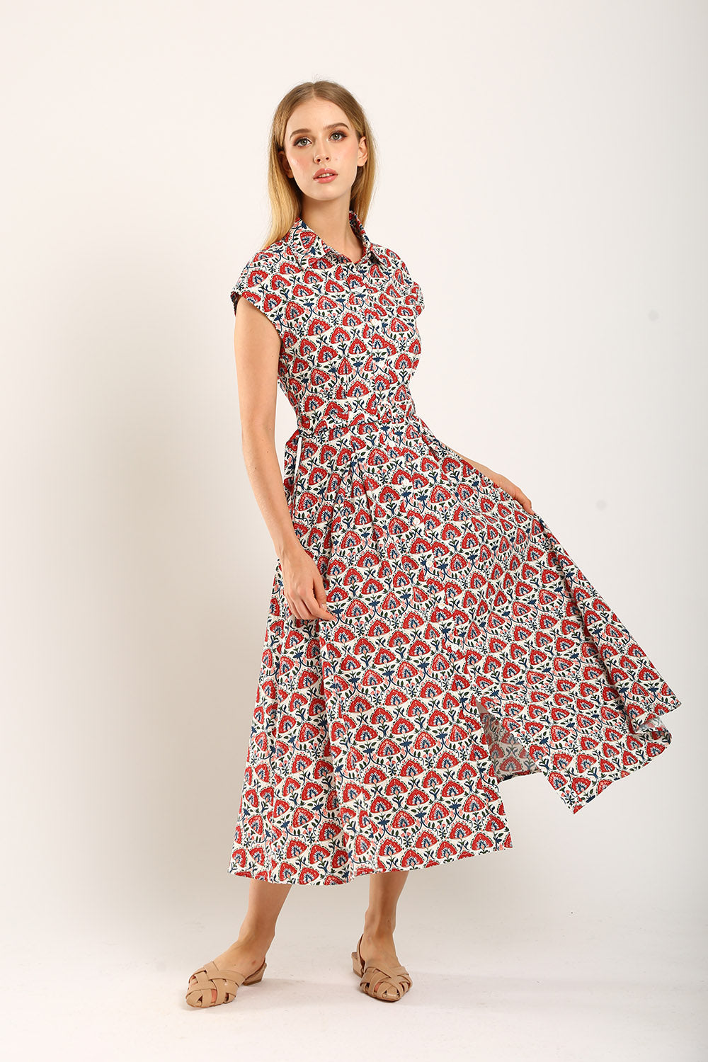 Dezza Midi Dress in Red Texture - Image 6