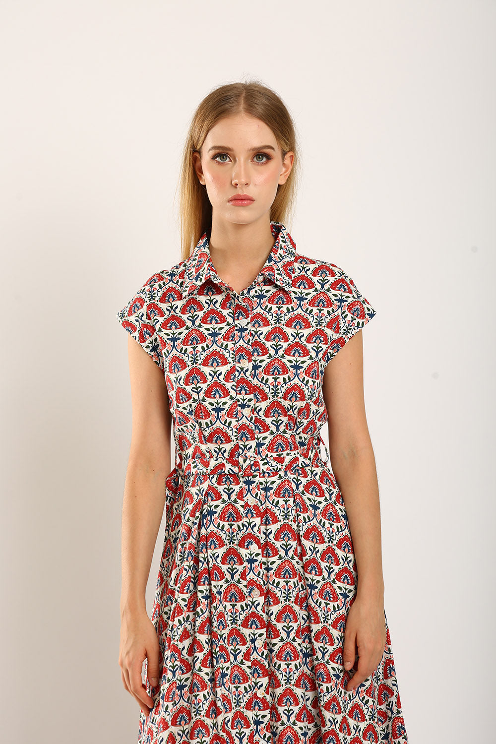 Dezza Midi Dress in Red Texture - Image 2