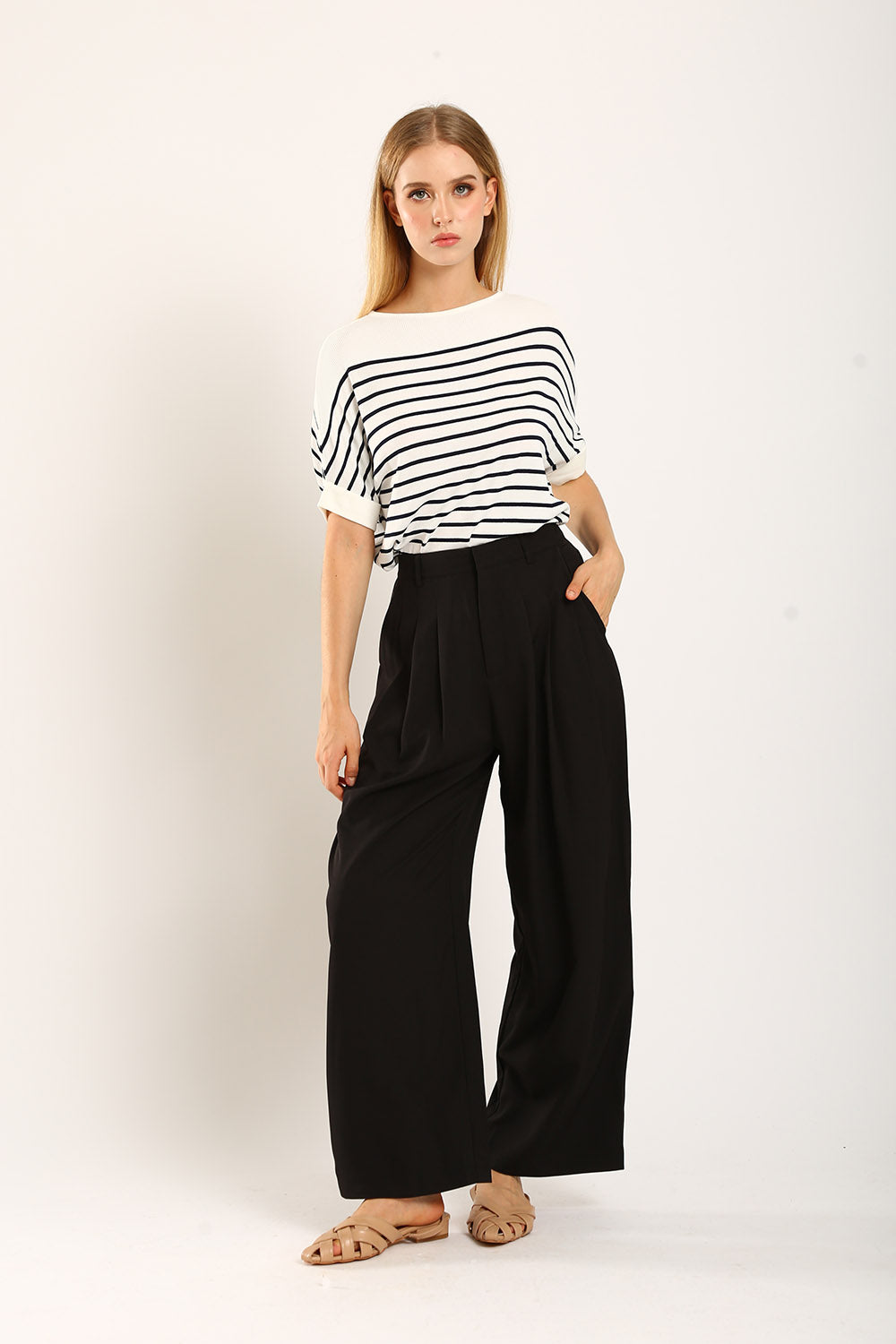 Claudette Relaxed Tailored Pants in Black - Image 2