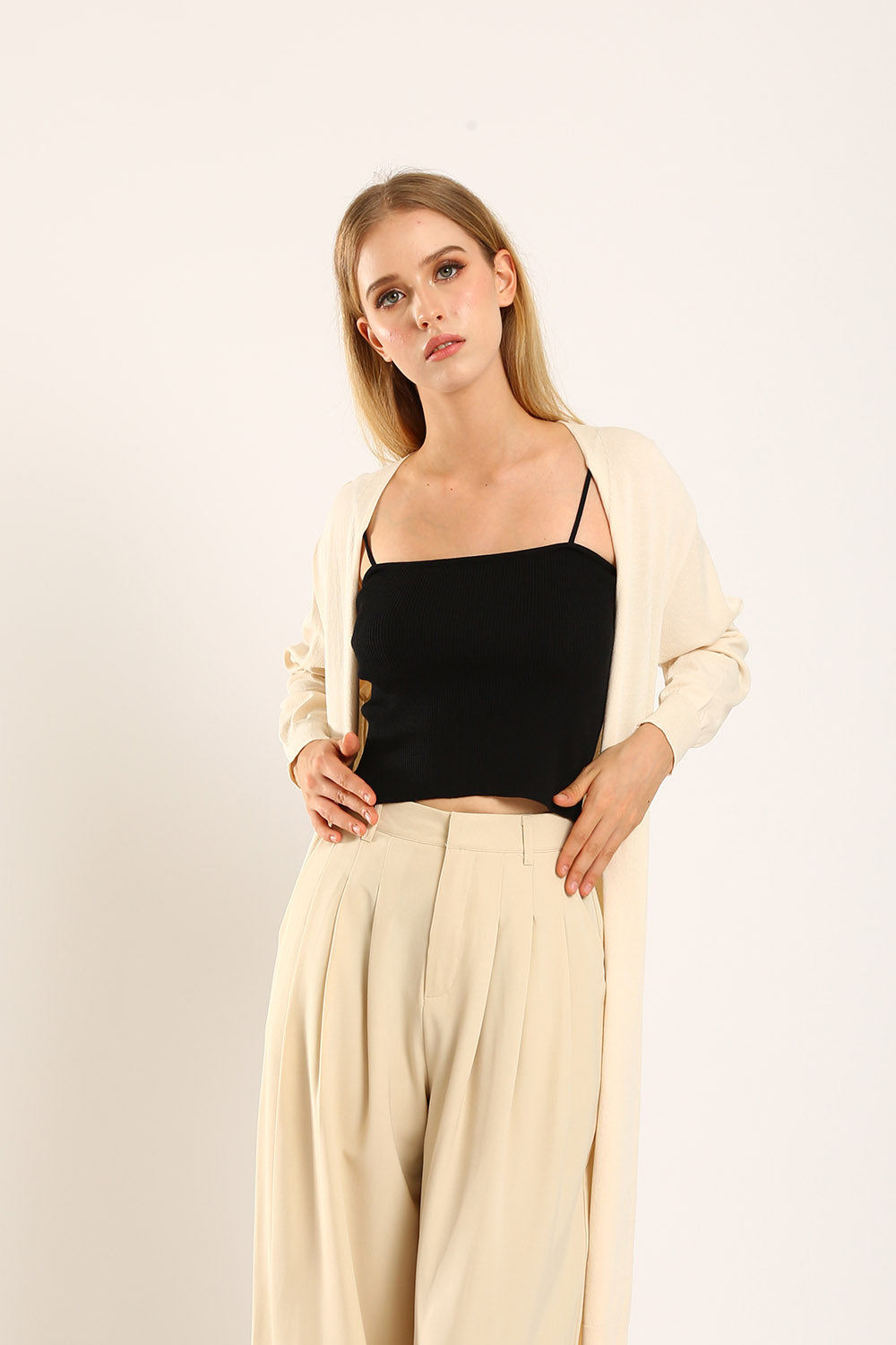 Tonie Long Knit Cardigan in Apricot - Image 5