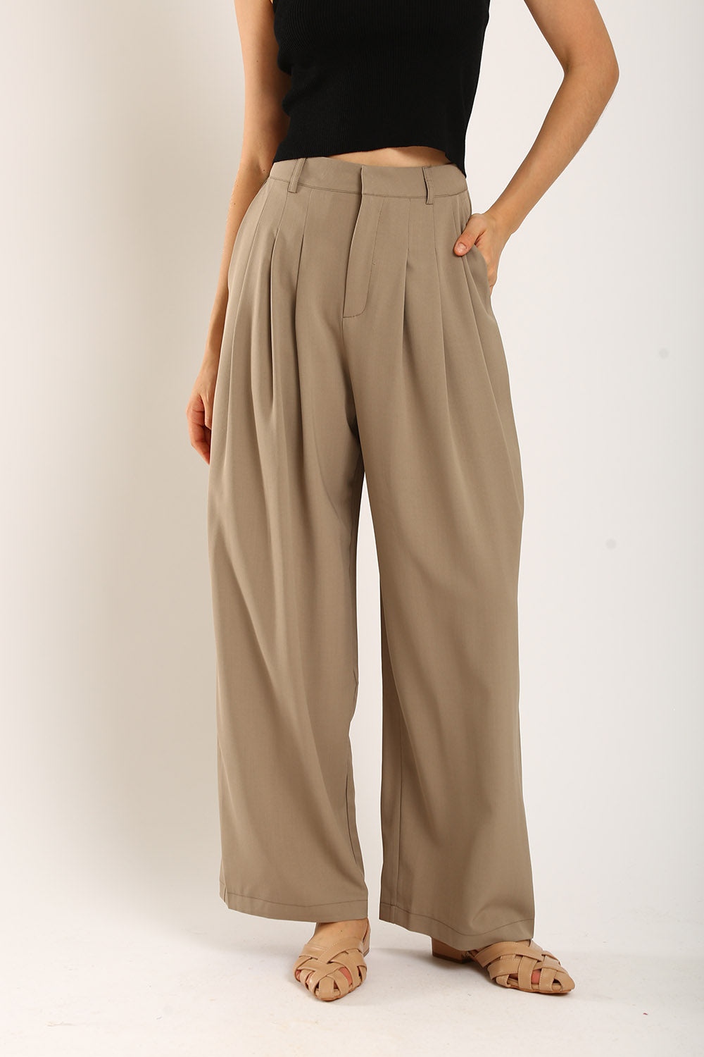 Claudette Relaxed Tailored Pants in Khakis - Image 6