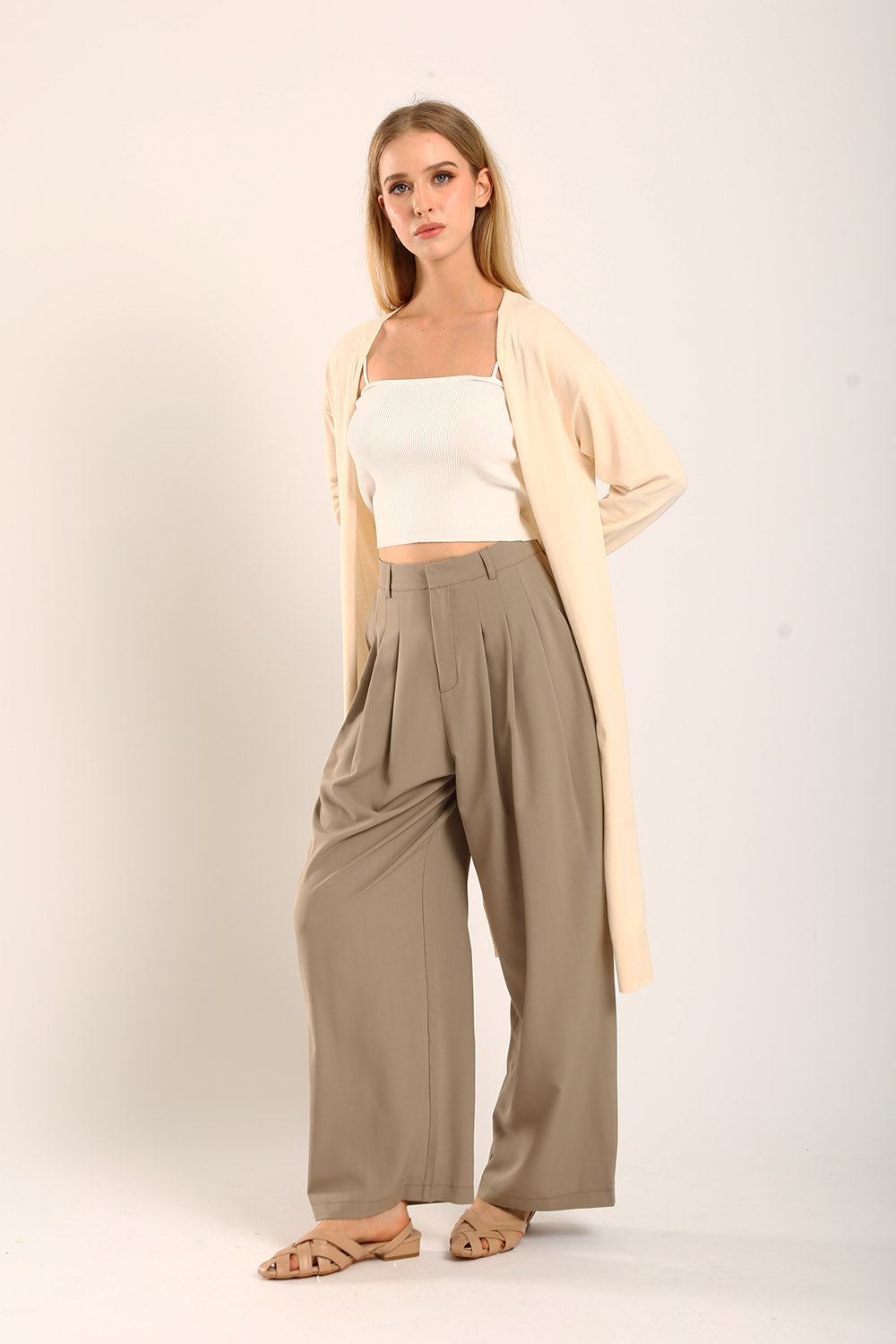 Claudette Relaxed Tailored Pants in Khakis - Image 4