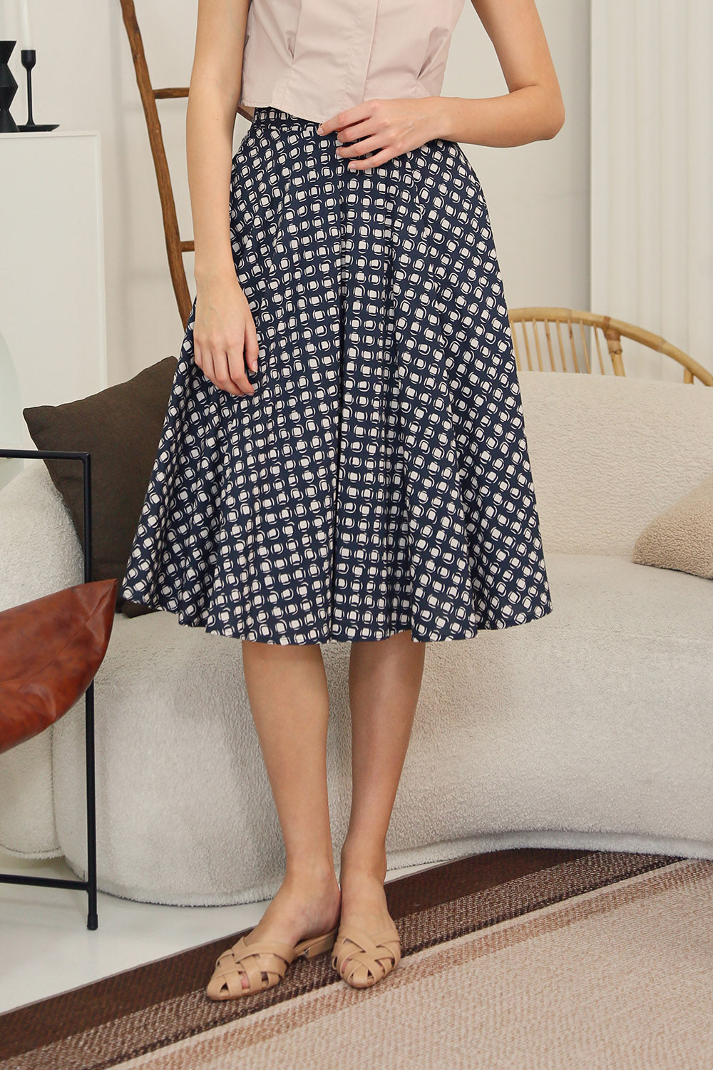 Dariela Maxi Skirt in Navy Geomatric - Image 5
