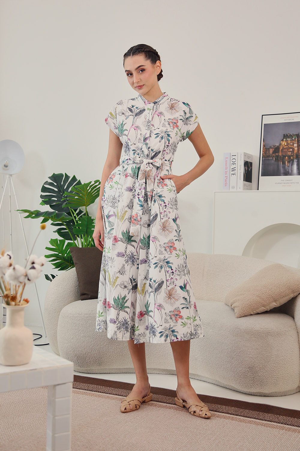 Sofina Sashed Jumpsuit in Tropical Garden - Image 5