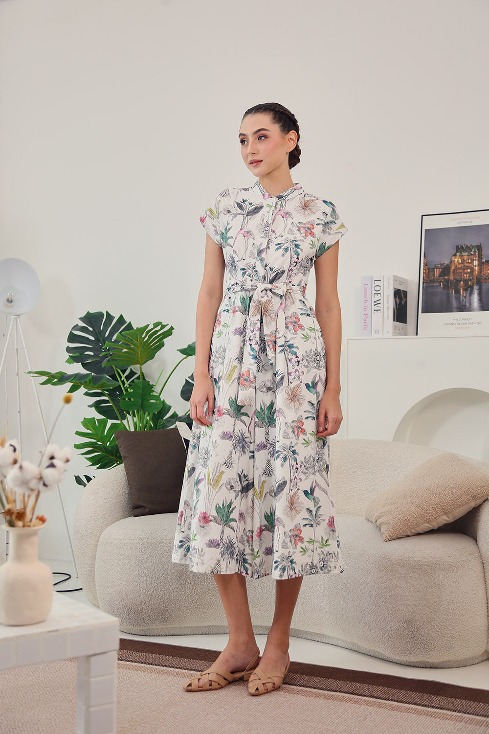 Sofina Sashed Jumpsuit in Tropical Garden - Image 4