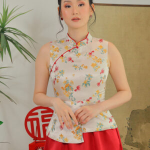 Emiko Brocade Oriental Top in Golden Garden