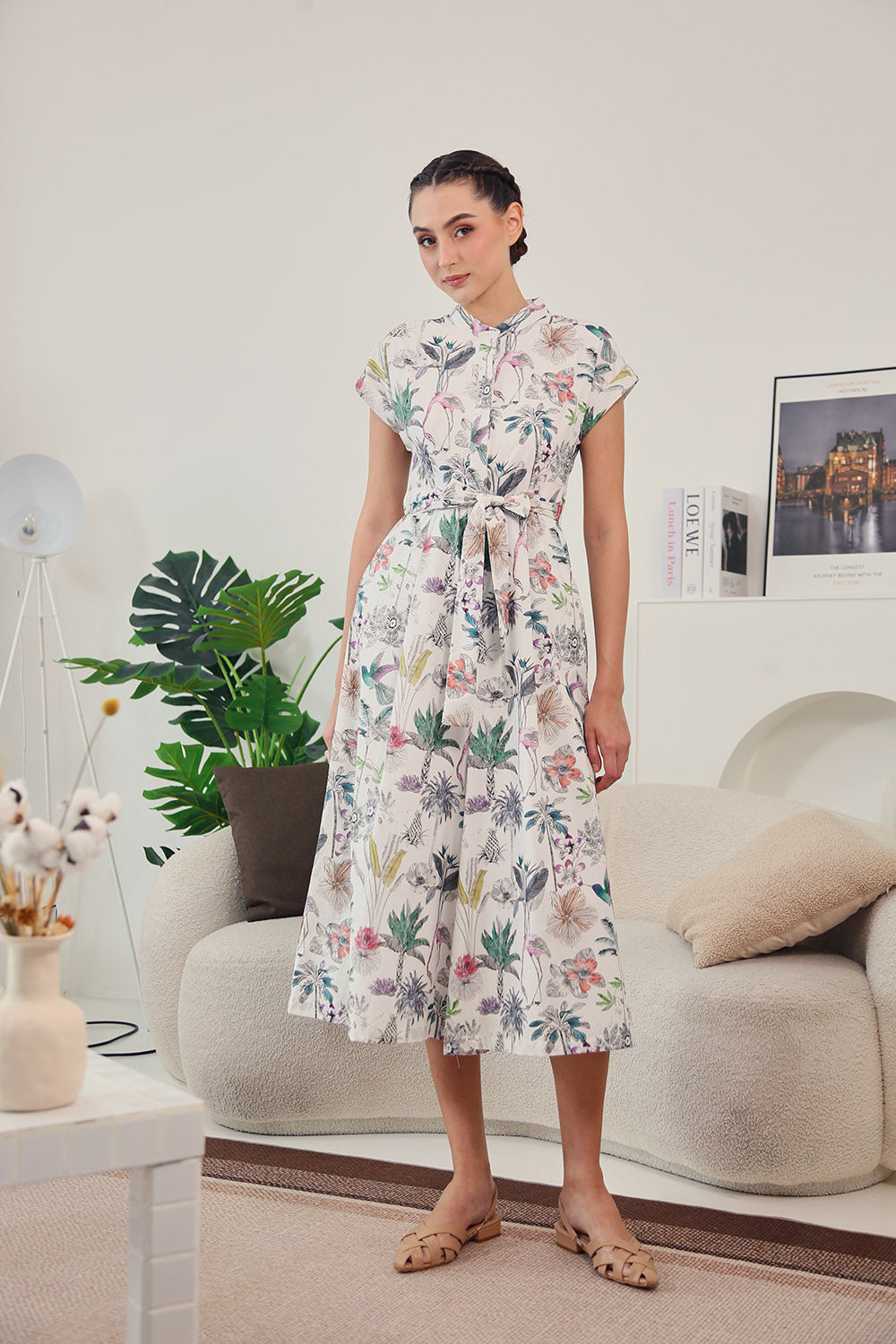Sofina Sashed Jumpsuit in Tropical Garden - Image 3