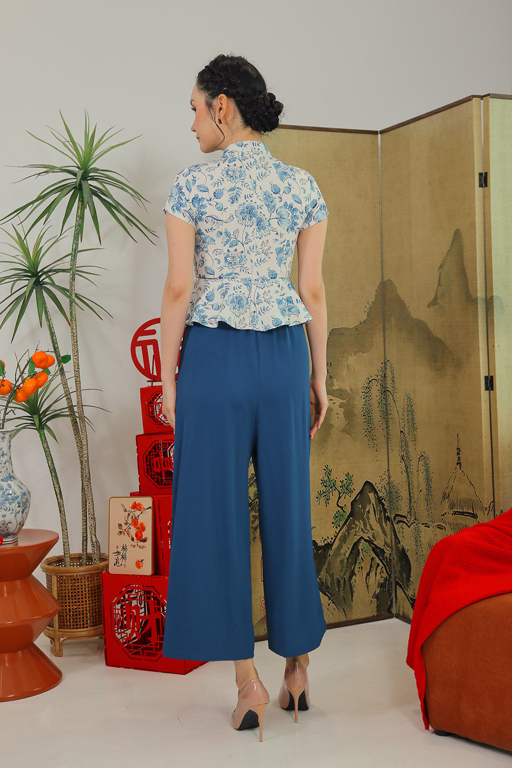 Marisse Wide-Leg Pants in Deep Teal - Image 6