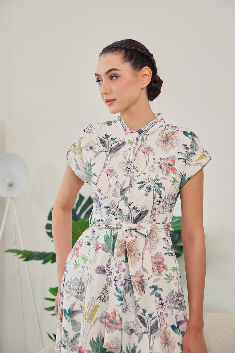 Sofina Sashed Jumpsuit in Tropical Garden - Image 2