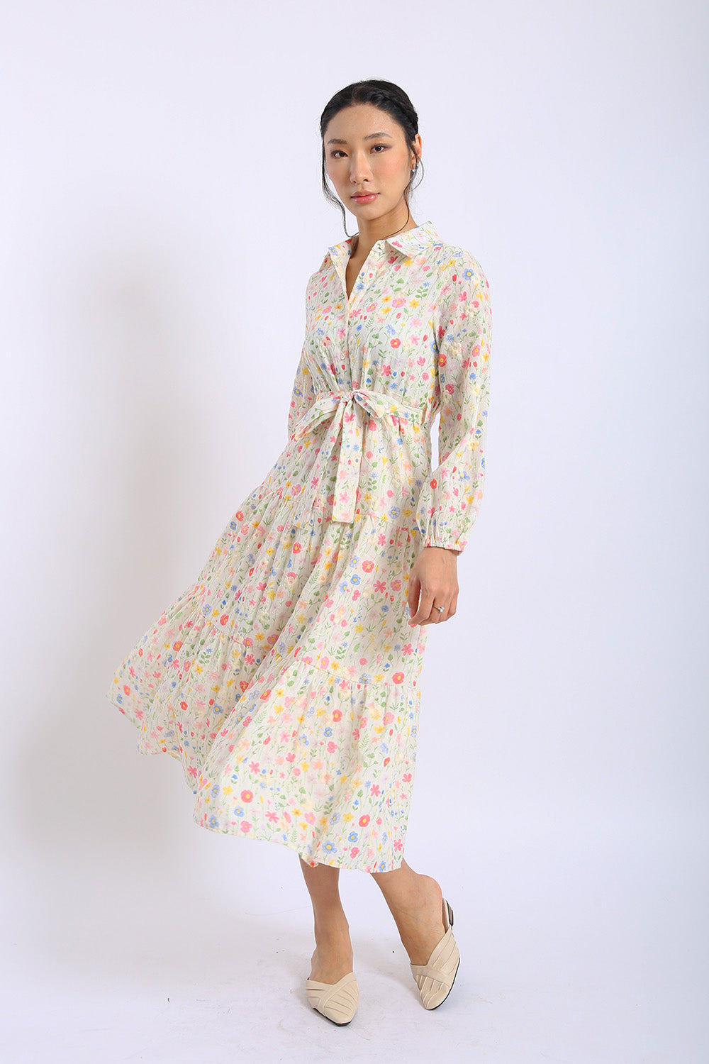 Rosalie Cotton Eyelet Midi Dress in Wildflower - Image 6