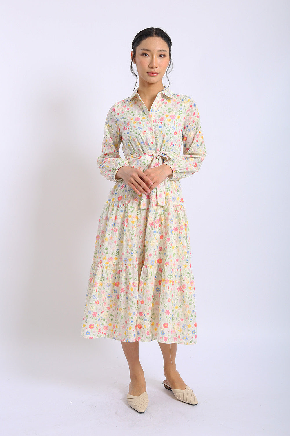 Rosalie Cotton Eyelet Midi Dress in Wildflower - Image 3