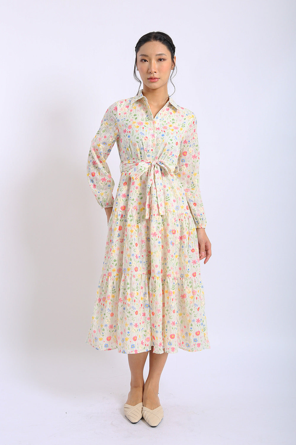 Rosalie Cotton Eyelet Midi Dress in Wildflower - Image 4