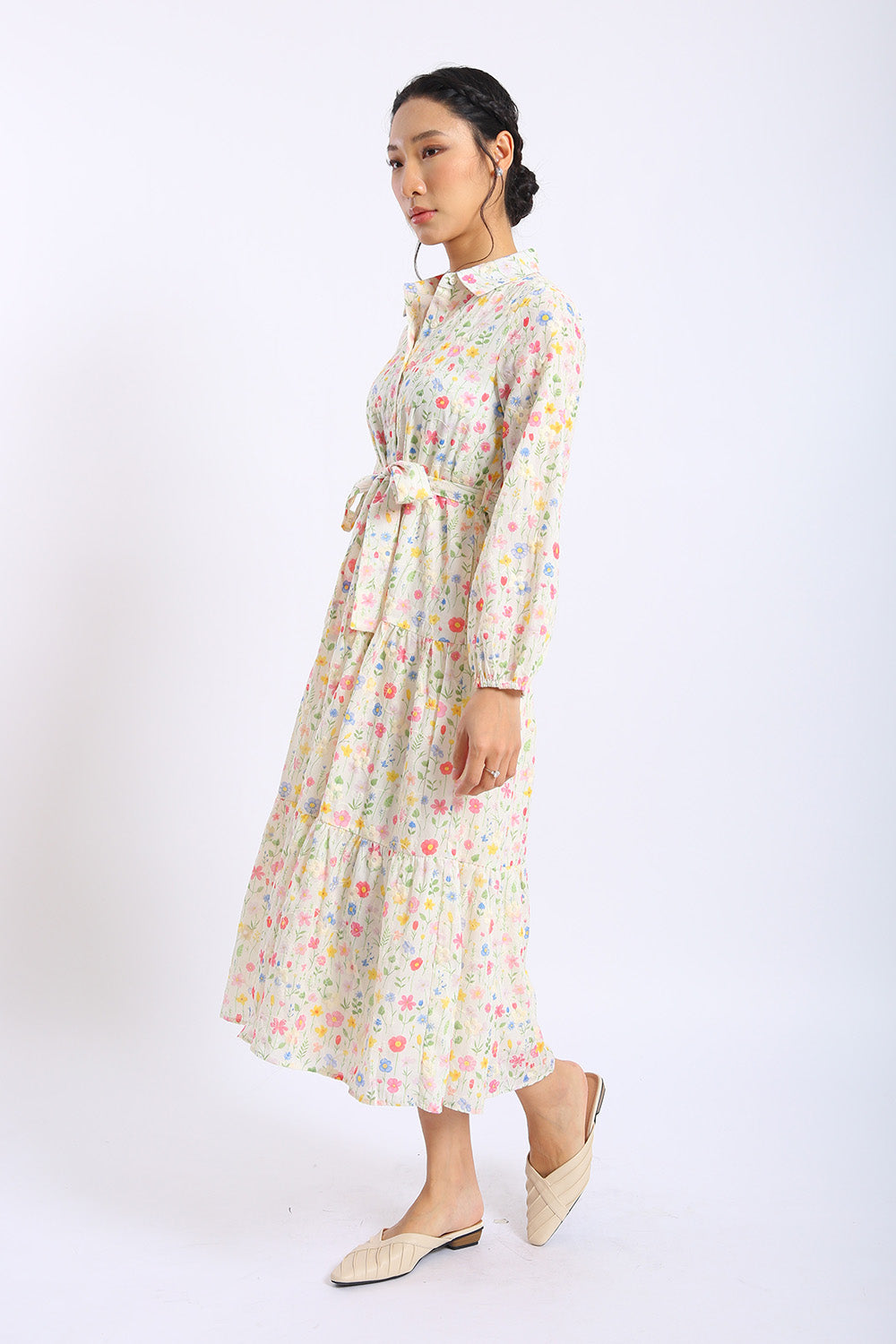 Rosalie Cotton Eyelet Midi Dress in Wildflower - Image 5