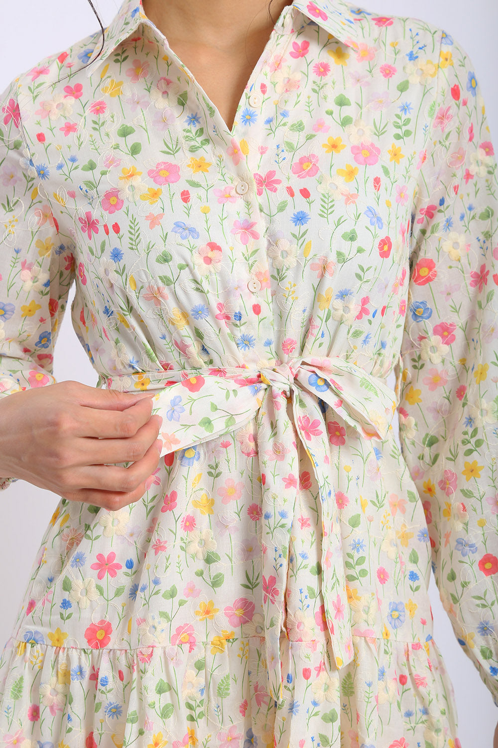 Rosalie Cotton Eyelet Midi Dress in Wildflower - Image 2