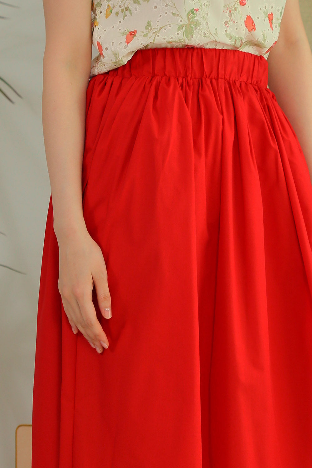 Eleanor Flowy Maxi Skirt in Crimson Red - Image 3