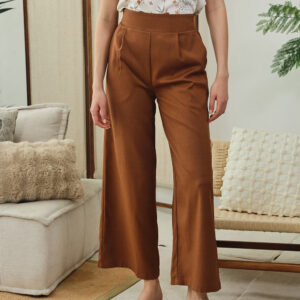 Mara High Waist Wide Leg Pants in Mocha