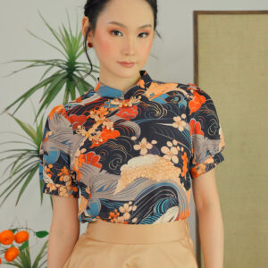 Kaida Oriental Wave Top in Midnight Bloom