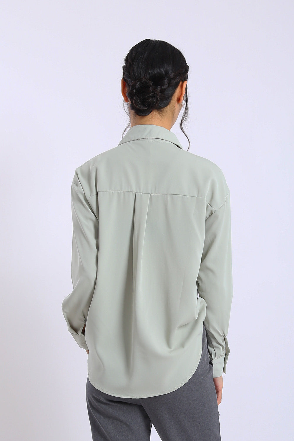 Erina Relaxed Button Shirt in Sage Green - Image 6