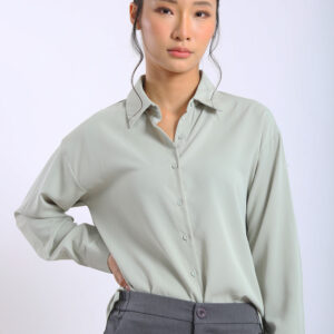 Erina Relaxed Button Shirt in Sage Green