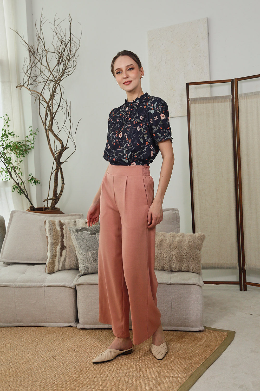 Mara High Waist Wide Leg Pants in Rosewood - Image 5