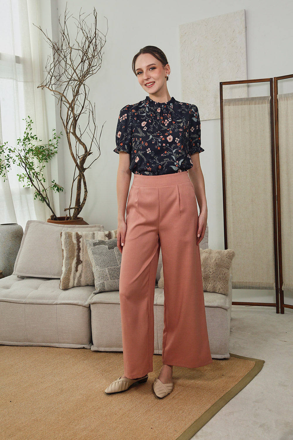 Mara High Waist Wide Leg Pants in Rosewood - Image 6